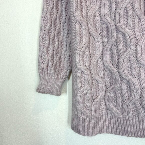 Pilcro Cable Knit Sweater Purple Turtleneck Chunky Medium - Picture 7 of 12